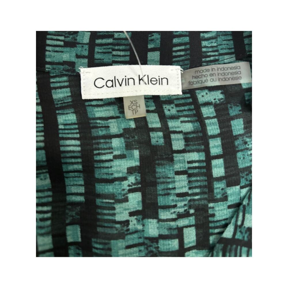 NWT Calvin Klein Printed V-Neck Blouse - XS - Picture 6 of 7